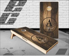 Family Name Circle Barn Wood Est Date Cornhole Boards Bean Bag Toss Game