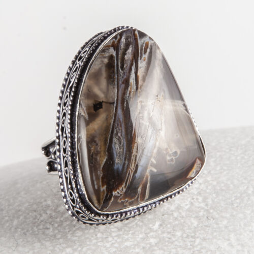 Abgefahrener, sehr cooler, großer Silber Ring, 925, Röhrenachat, Achat, Gr. 60 - Bild 1 von 4