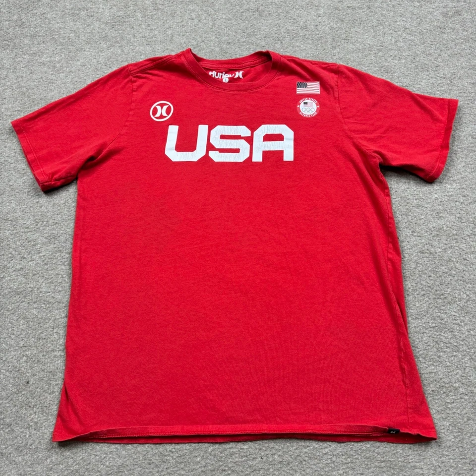 Camisa Hurley Team USA Niños Roja Grande L Cuello Redondo Manga Corta Juegos Olímpicos JUVENTUD NIÑOS Foto 2 de 4
