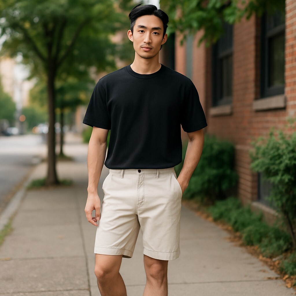 Tommy Hilfiger Men's 34 Beige Cotton Chino Shorts with Slash Pockets and Zip Fly