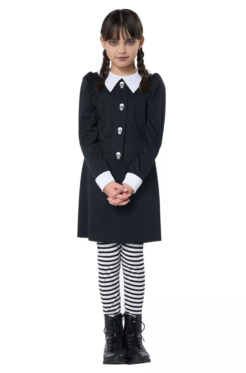 Wednesday Addams Costume For Women Girls Collar Black Dress