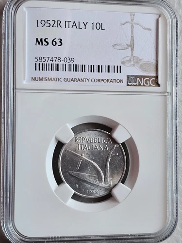 Italy 10 Lire 1952R NGC 63