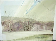 WILLIAM H. CONDIT ORIGINAL WATERCOLOR BIRDS LANDSCAPE PAINTING