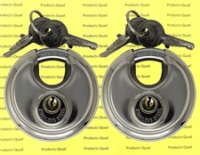 2x Stainless Steel Discus Lock Padlock Hardened Steel Shackle - Keyed Alike
