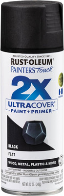 334020 Painter'S Touch 2X Ultra Cover Spray Paint, 12 Oz, Flat Black