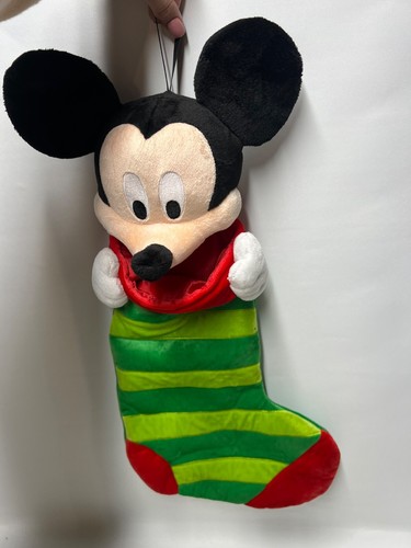 Disney Store Mickey Mouse Strumpf grüne Streifen und rotes Plüschtier Kuscheltier