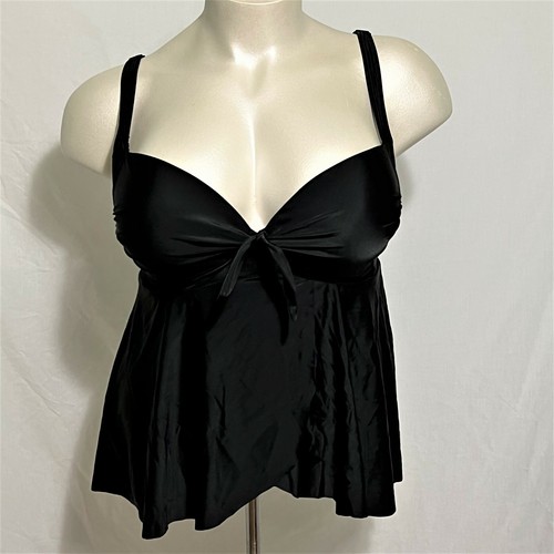 Torrid Swimsuit Swim Dress One Piece Tie Front Wireless Black Plus Sz 1 F 14 16 - 第 1/3 張圖片