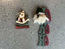 2 Pc Rustic Wooden Santa Wall Signs