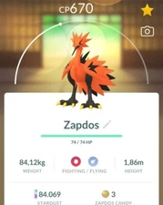 Pokémon - Zapdos Galarian - P T C - 80k stardust - Please see description
