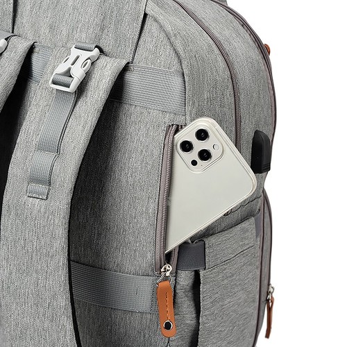 Babytasche für Mama & Papa, Windelwickelmatte, isolierte Flaschentaschen. Hellgrau. - Bild 19 von 22