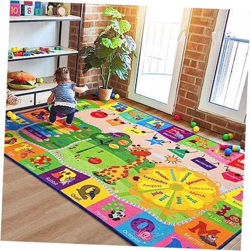Kids Rug Cute Playroom Rug with ABC Alphabet Animals 4 x 6 feet Colorful