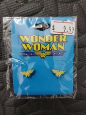 Wonder Woman Enamel Filled Yellow Logo Stud Earrings