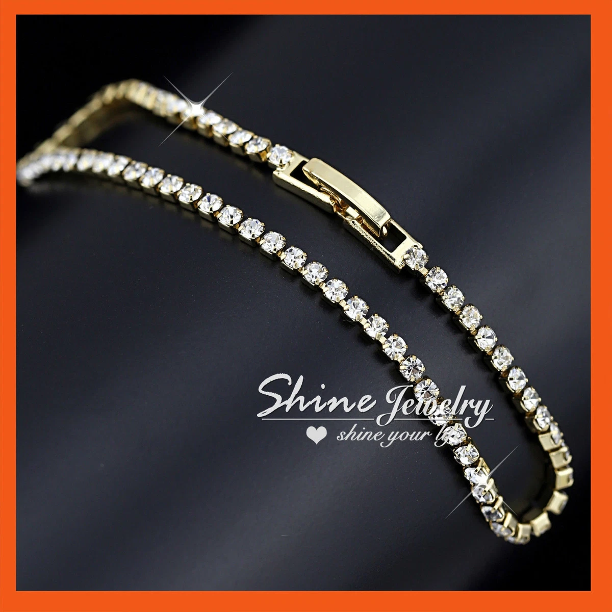 18K Gold FILLED LAB SIMULATED DIAMOND TENNIS ROW BAND SOLID LADY BANGLE BRACELET
