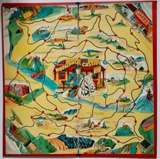 HOPALONG CASSIDY GAME BOARD PART /MILTON BRADLEY 1950 top of game box