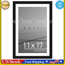 11X17 Picture Frame Black, Display Pictures 8 X 12 with Mat or 11 X 17 without M