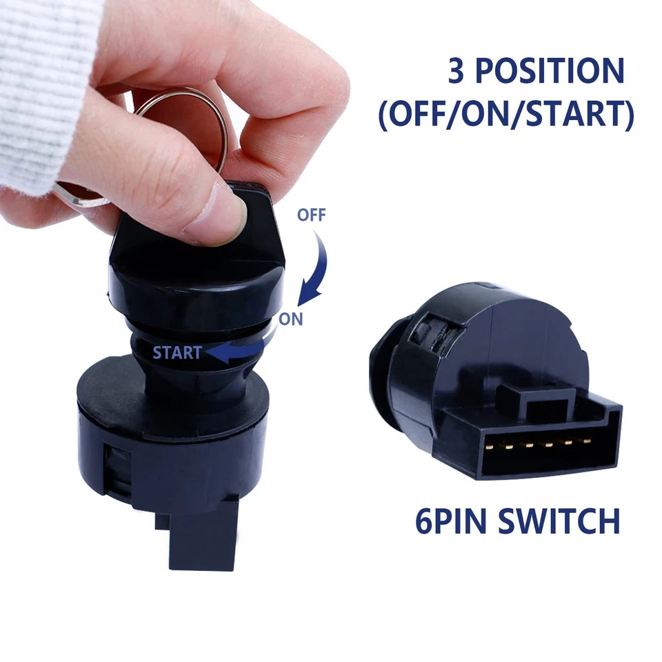 2x Interruptor de arranque con llave de encendido 6 PIN 3 posiciones para Polaris RZR Ranger Sportsman Foto 3 de 4
