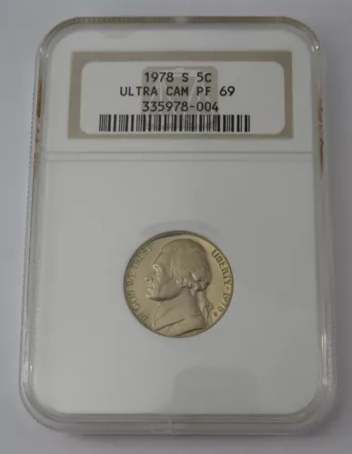 1978 S Jefferson Proof Nickel - Graded By NGC PF69 Ultra Cameo - Old Holder