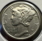 1944-Philadelphia Mint Mercury Dime 90% Silver AU Details Bright Luster Nice