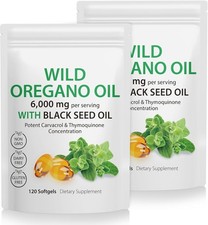 2 Pack Resilia Oil Of Oregano With Black Seed Oil 6,000MG