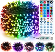 RGB Christmas Lights, 33FT 100 LED Color Changing String Lights with Remote, Dim