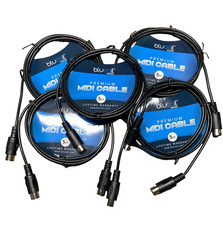 5ft MIDI Cable 5 Pin DIN Male to Male Premium Audio Cord Synth Keyboard Lot of 5