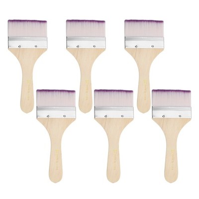 6 Pcs Paint Brush Set, 7 in Nylon Bristle Flat Brushes, #12 Purple/White