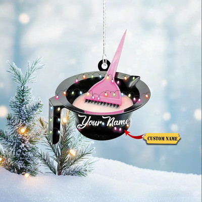 Personalized Hairstylist Acrylic Ornaments, Christmas Two Sides 3.5 x 3.5 in