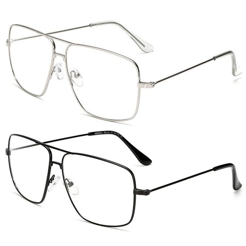 Classic Glasses Clear Lens Non Prescription Metal Frame Eyewear Men Women 2 P...