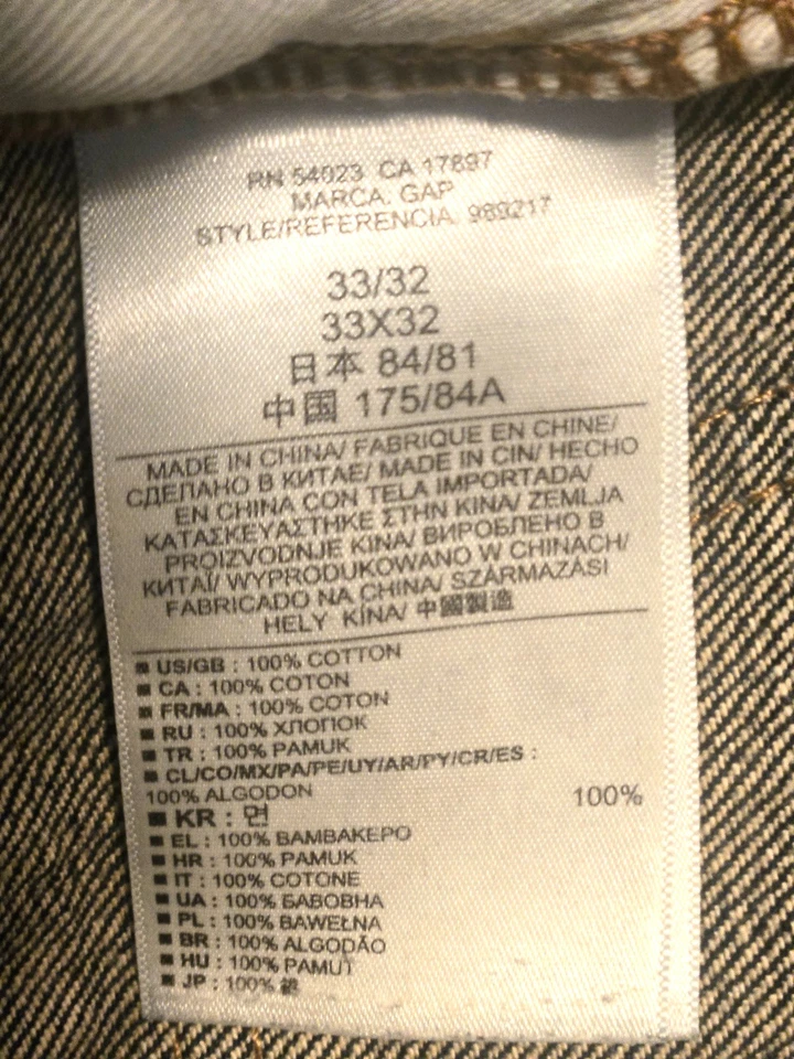 Jeans de mezclilla Gap 1969 Kaihara ribete japonés - calce ajustado 33x32 - importación de Japón Foto 4 de 4