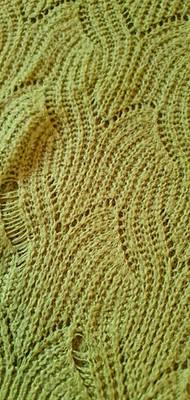 Damen Strickpullover M Grün Gras/Hellgrün Zopfmuster Lochgestrick Ajour Pulli