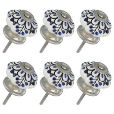 6 Pack Ceramic Knobs Pumpkin Ceramic Drawer Knobs Black Blue Flower