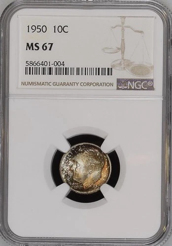 1950  10C  Roosevelt Dime NGC MS67   5866401-004