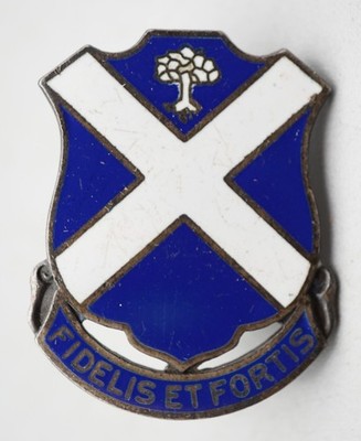 WWII Sterling 113th Infantry Regiment Fidelis Et Fortis DI Unit Pin GREAT SHAPE