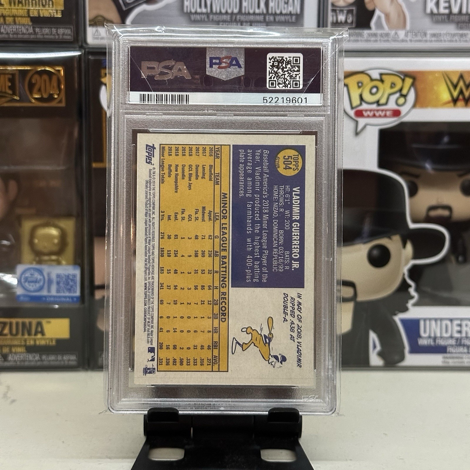 PSA 10 2019 Topps Heritage Vladimir Guerrero Jr. RC Action Variant #504 view 2