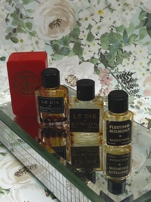 3 VTG.Balenciaga Micro Mini Perfumes Empty 2-Le Dix & Fleeting Moment w/ Case