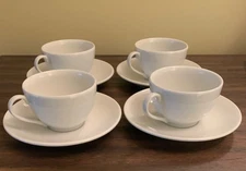 Apilco Porcelain 8 oz Cups & Saucers  Set of 4  Made in France  3 Sets Available