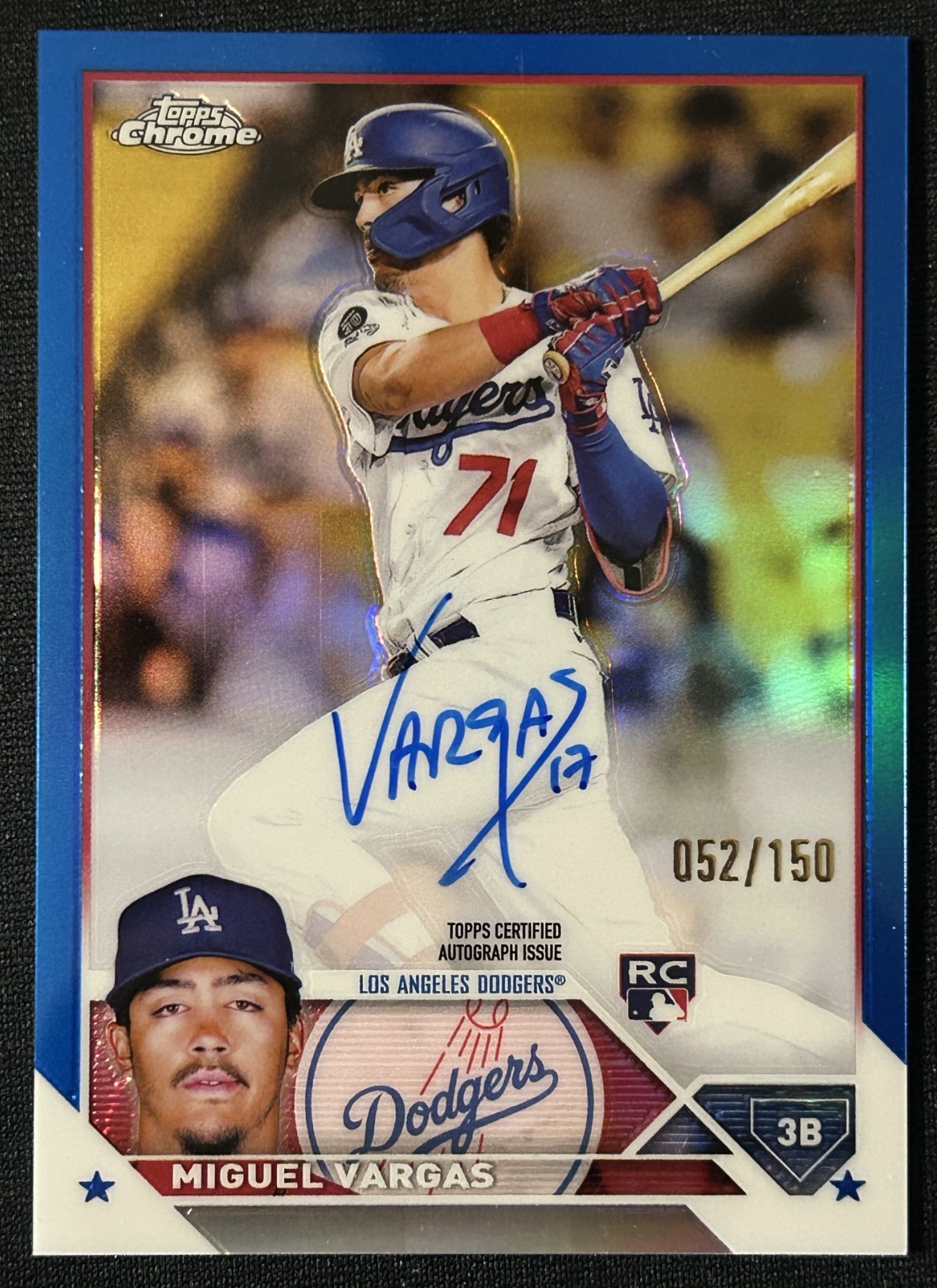 2023 Topps Chrome Miguel Vargas Rookie Auto Blue Refractor Parallel  /150