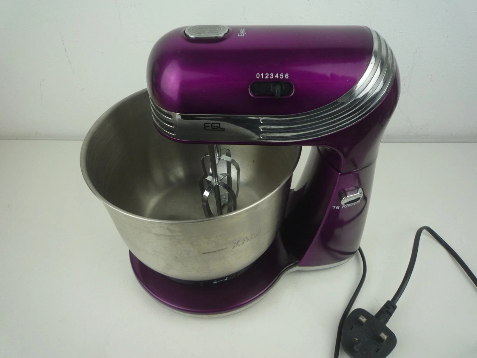 EGL COMPACT 250WATT METALLIC PURPLE STAND MIXER 3.5 LITRE STAINLESS STEEL BOWL