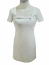 Designer Vintage VERSACE Jeans  Couture stretch  white   Dress shoulder lined XS
