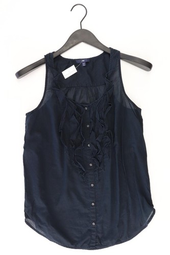 ✅ GAP Rüschenbluse Slim Bluse für Damen Gr. 32, XS Ärmellos blau aus Baumwolle ✅