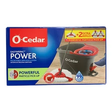 O-Cedar EasyWring Power Microfiber Spin Mop System, Includes 2 Extra Mop Heads