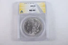 NobleSpirit Morgan SILVER Dollar 1891 ANACS Ms 60 BOLD WHITE LUSTER