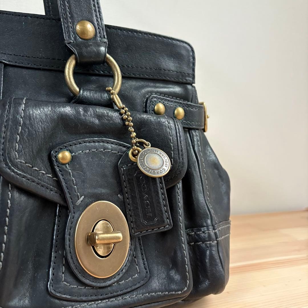 Coach Flap Legacy Satchel Bag Black Leather Vintage 65th Coach Flap Legacy Satchel Bag Black Leather Vintage 65th