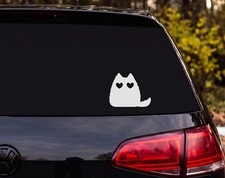 Fluffy Cat Heart Eyes Die Cut Vinyl Decal Funny Laptop Wall Cat Lover Gift