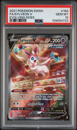 2021 POKEMON SWORD & SHIELD EVOLVING SKIES #184 FULL ART/SYLVEON V PSA 10