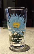 Old Swanky Swig Boscul Peanut Butter Glass Blue Beauty Water Lily 5" Tumbler