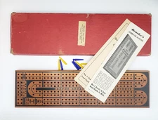 Vintage Drueke Wood Cribbage Board Model 2050 Palmer House Arcade Chicago