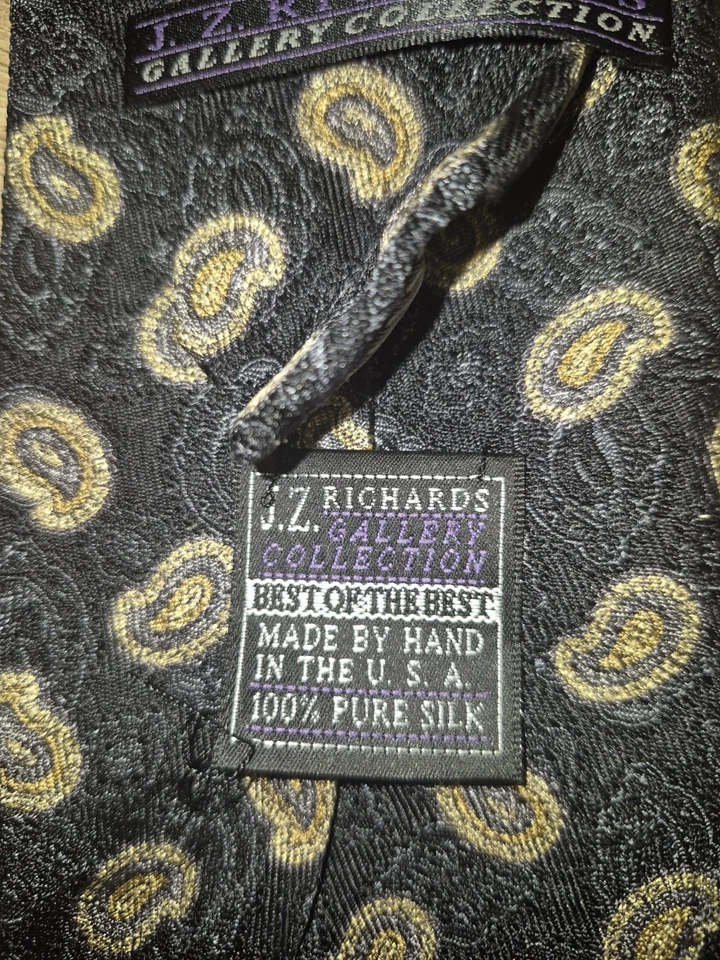JZ Richards Neck Tie 100% SILK Geometric Patterns USA Handmade Mens Formalwear - Image 4 of 4