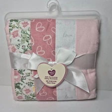 Parent's Choice 4-Pk Baby Receiving Blankets 100% Cotton 30x30" Pink Girls Love