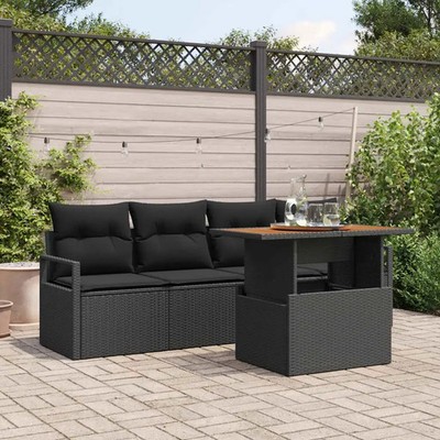 Garten-Sofa-Set mit Speicher 5 pcs Poly Rattan Gartenmöbel Terrassenmöbel vidaXL